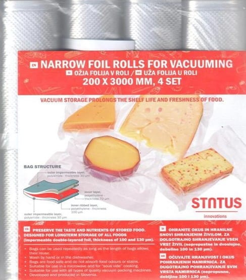 Рифлёная плёнка для вакуумной упаковки STATUS VB 20x300-4 (4 рулона) - 1